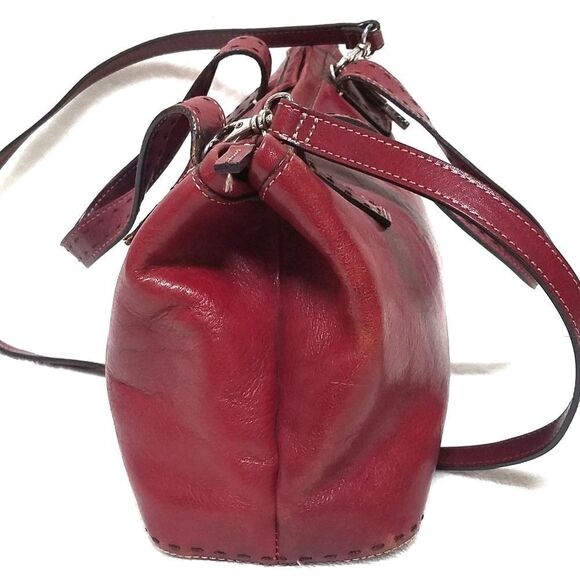 VINTAGE Fossil Red Distress Leather Crossbody Bag - Picture 7 of 15